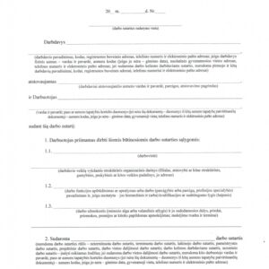 Darbo sutartis, A4 (dvišalė), 1 lapas
