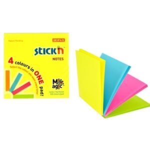 Lipnūs lapeliai Stick´N Magic Pads 21571, 76x76mm, 4x25 lapelius, 4 neoninės spalvos