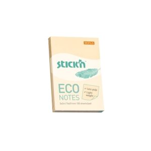 Lipnūs lapeliai StickN, 21741, Eco, 76x51mm, 100 lapelių, geltonos spalvos