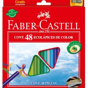 *Spalvoti pieštukai Faber-Castell Eco, 48 spalvų + drožtukas