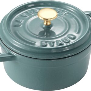 STAUB MINI COCOTTE Mini garnek żeliwny okrągły 250 ml, eukaliptusowy