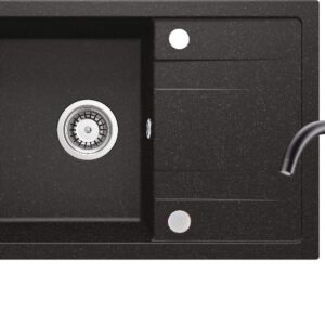 Granite sink with 1-bowl faucet with drainer