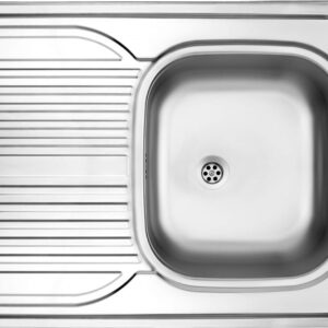 Steel sink 1-bowl with left drainer inset
