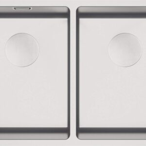 2-bowl wall-hung steel sink