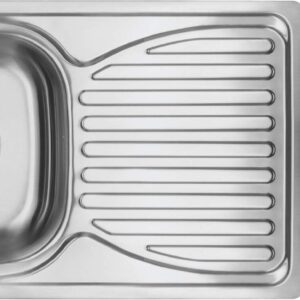 Steel sink with 1-bowl faucet with drainer