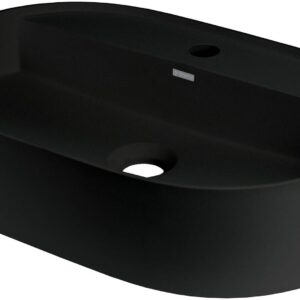 Granite countertop washbasin with a faucet island - oval