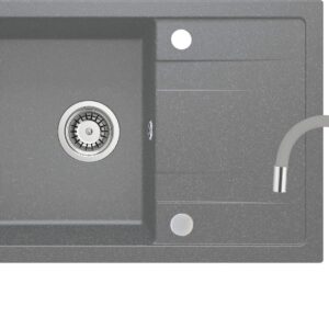 Granite sink with 1-bowl faucet with drainer