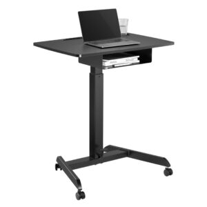Maclean Desk Laptop Table, Height Adjustable, with Drawer, Black for Sitting Work, Max Height 113cm - 8kg Max, M