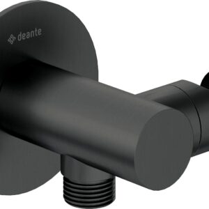 Round angled connector with handset holder