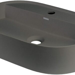 Granite countertop washbasin with a faucet island - oval