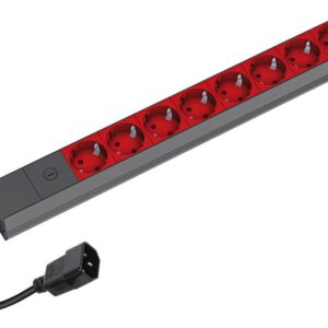 Bachmann 19'' 2m 8x Schuko H05VV-F 3G 1.00mm² elektros tinklo ilgintuvas 8 AC išvestis(ys / čių) Juoda, Raudona - Image 2