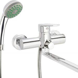 Wall-mounted washbasin and bath mixer with shower set - Image 1