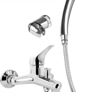 Wall-mounted bathtub mixer with shower set - Image 1
