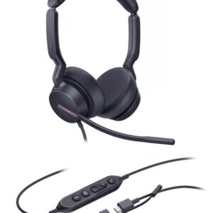 Yealink UH46 Dual Teams USB-C/A Laisvų rankų įranga Vielinis Su lankeliu Biuras / skambučių centras USB Type-C / USB Type-A Juoda - Image 3