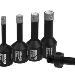 Set of diamond hole saws 6, 8, 10, 12mm + adapter - Image 1