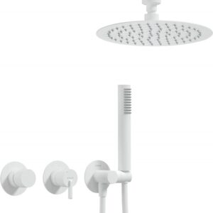 Concealed shower set with overhead shower - with horizontal mixer
