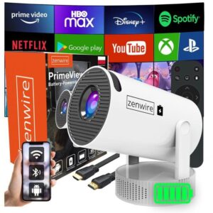 Zenwire K400 – „Android“ mini projektorius su „Wi-Fi“, „Full HD“ raiška, „Bluetooth“ ir įmontuotu akumuliatoriumi