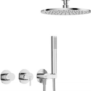 Concealed shower set with overhead shower - with horizontal mixer