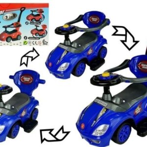 Jeździk z Pchaczem Dla Dzieci Mega Car 3w1 Piszczek Schowek Niebieski - Image 1
