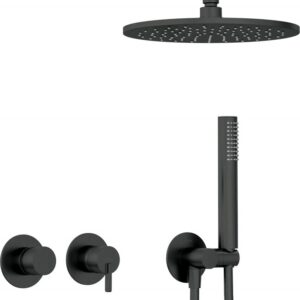 Concealed shower set with overhead shower - with horizontal mixer