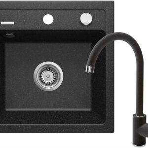Granite sink with 1-bowl faucet