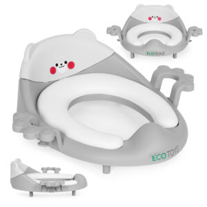 Vaikiška klozeto sėdynė su rankenomis, minkšta pagalvėlė, pilka, ECOTOYS
