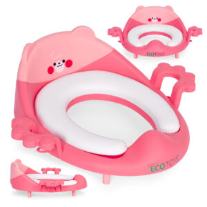 Vaikiška klozeto sėdynė su rankenomis, minkšta pagalvėlė, rožinė, ECOTOYS