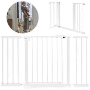 Safety Gate 74-132 cm for Stairs and Doors, Steel with Extra Panels White ECOTOYS