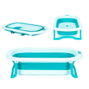 Baby Bathtub Travel Foldable with Drain Blue ECOTOYS