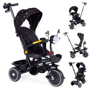 Tricycle stroller for children with swivel seat, push handle, black, ECOTOYS
