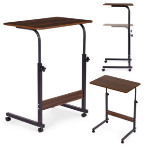 Mobile laptop table – side desk for armchair and sofa in dark walnut finish, ModernHome