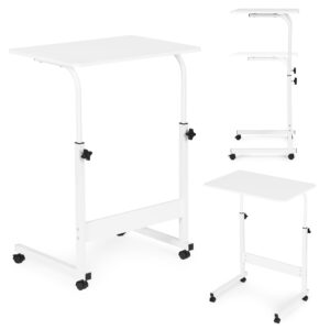 Mobile laptop table – side desk for armchair and sofa in white color, ModernHome