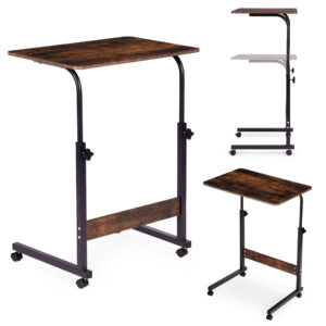 Mobile laptop table – side desk for armchair in aged walnut finish, ModernHome