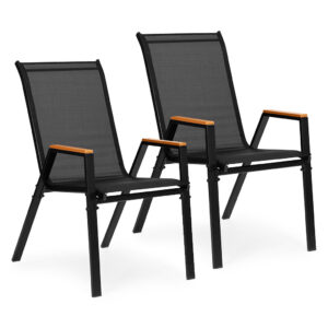 Set of 2 Garden Chairs for Terrace or Balcony, Black, MultiGarden