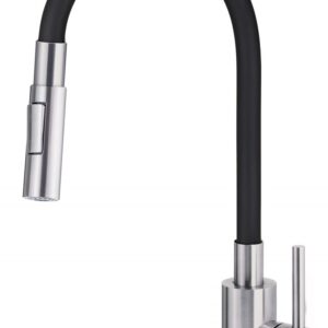 Kitchen faucet with bent spout - 2 types of spray