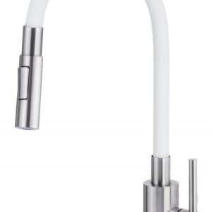 Kitchen faucet with bent spout - 2 types of spray