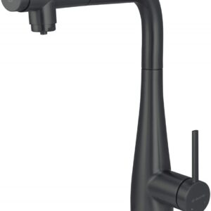 Kitchen faucet with water filter connection with pull-out spout