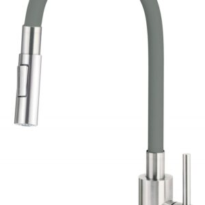 Kitchen faucet with bent spout - 2 types of spray