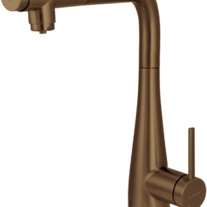 Kitchen faucet with water filter connection with pull-out spout