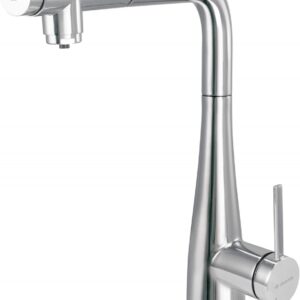 Kitchen faucet with water filter connection with pull-out spout