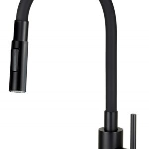 Kitchen faucet with bent spout - 2 types of spray