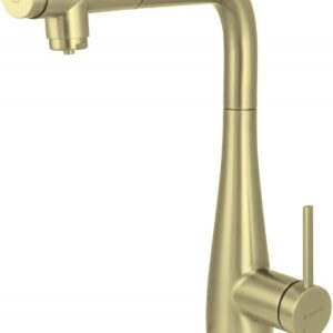 Kitchen faucet with water filter connection with pull-out spout