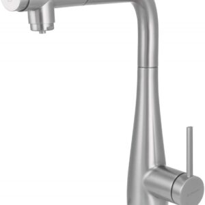 Kitchen faucet with water filter connection with pull-out spout