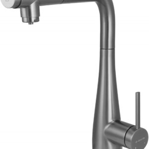 Kitchen faucet with water filter connection with pull-out spout