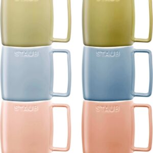 Set of 6 Ceramic Mugs - Multicolor, 350 ml