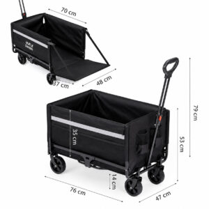 Sodo transportavimo vežimėlis 120l su uždangalu, atidaromu šonu ir kišenėmis, juodas MultiGarden - Image 10