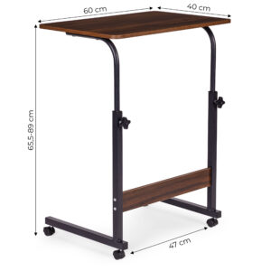 Mobile laptop table – side desk for armchair and sofa in dark walnut finish, ModernHome - Image 10