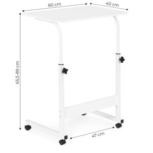 Mobile laptop table – side desk for armchair and sofa in white color, ModernHome - Image 10