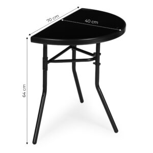 Semi-Circular Glass Coffee Table for Balcony, Terrace or Patio – Black, MultiGarden - Image 10