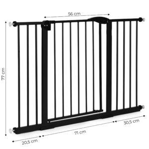 Apsauginiai varteliai 74-132 cm laiptams ir durims, plieniniai su papildomomis sekcijomis, juodi ECOTOYS - Image 10